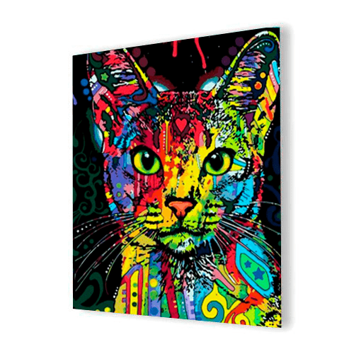 Mosaik - Färgglad Katt - 40X50cm
