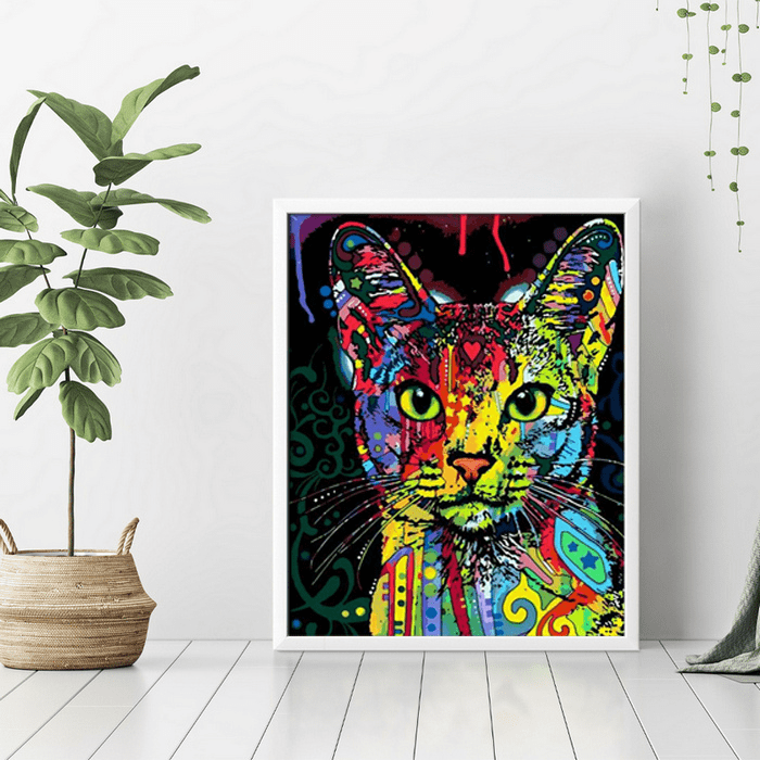 Mosaik - Färgglad Katt - 40X50cm