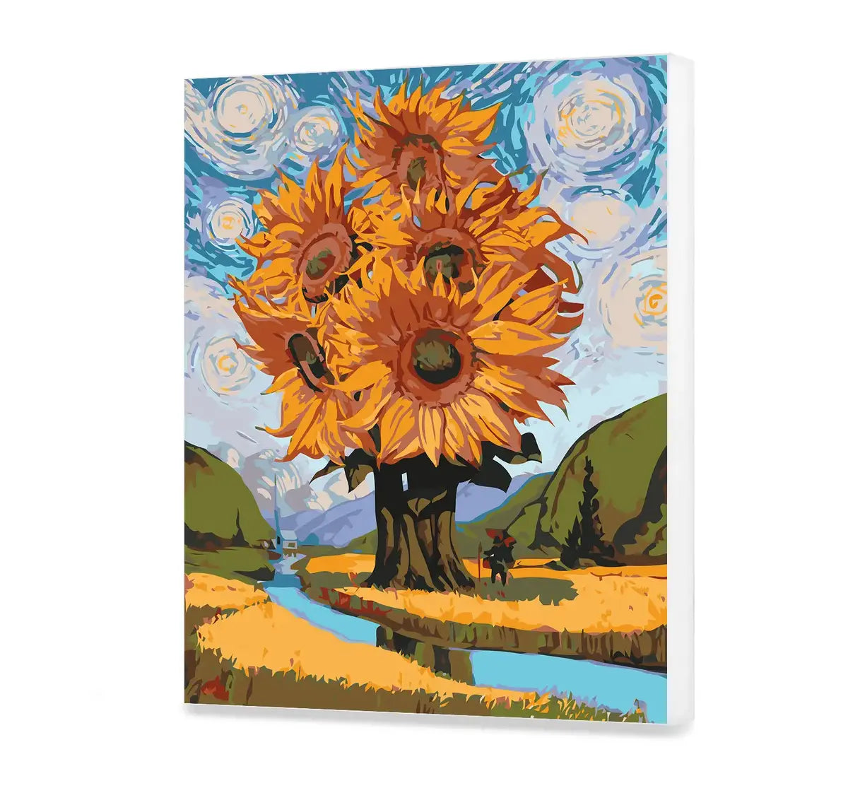 Solrosor på ett fält i Van Goghs stil