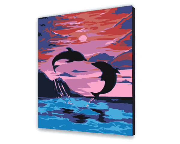 Malovani podle cisel Delfíni Při Západu Slunce