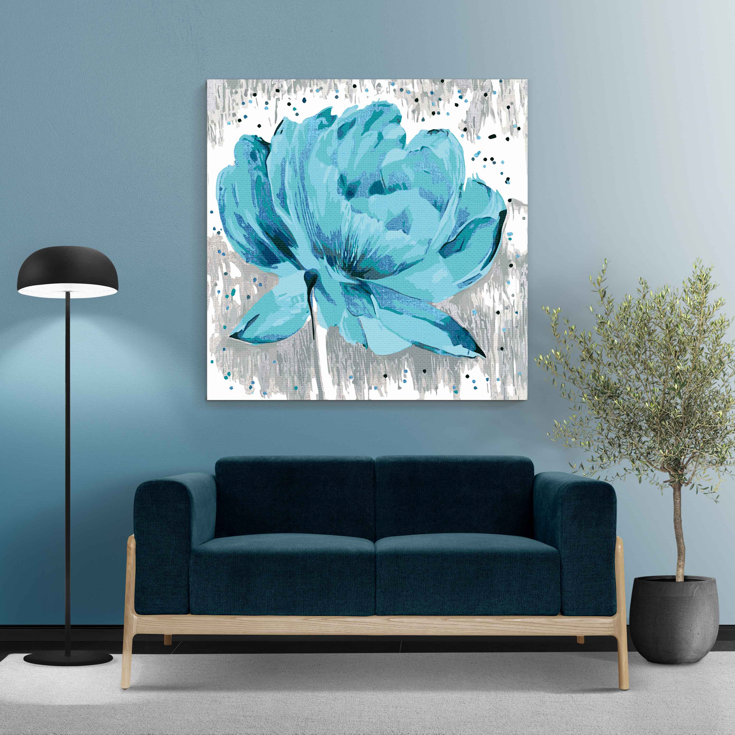 Blommande blå blomma