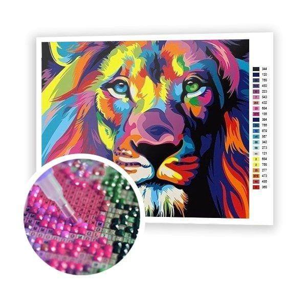 Mosaic - Colored lion - 40x50cm